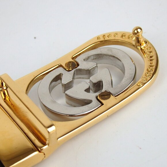 Authentic GUCCI 036 084 9390 GG logo buckle 90-36 reversible belt leather [Used] main image 5